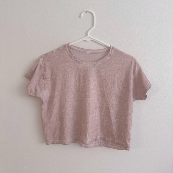 lululemon athletica Tops - Lululemon Pink Cropped Tee Shirt